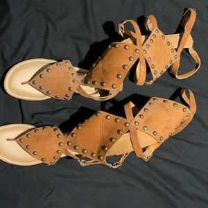 Brown Wide Calf Gladiator Sandals